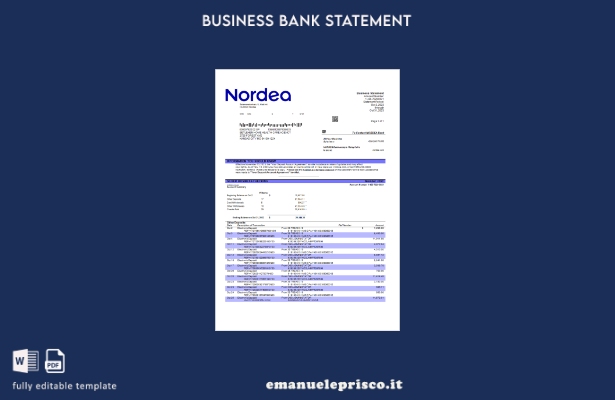stile verificato Modello di estratto conto di controllo aziendale Nordea Bank Mo